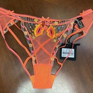 Honey Birdette Dixie Neon Orange Back Strap Brief XL NWT